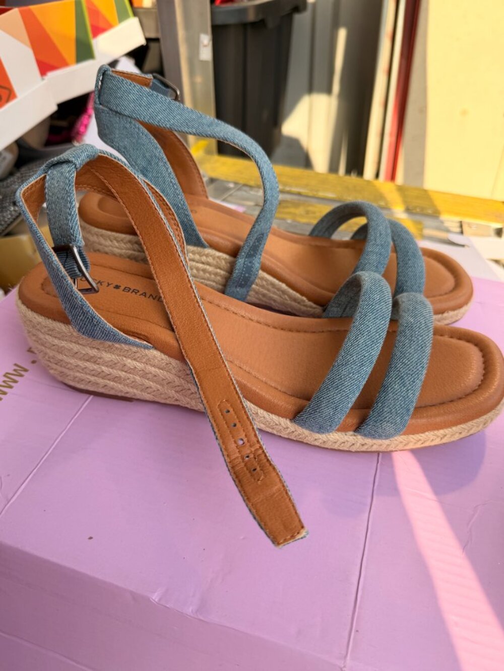 Lucky Brand Denim Espadrille Wedge Sandals – Women's Size 10